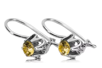 925 sidabras 925 Yellow Peridot auskarai vec013s Rusų Tarybinis TSRS Vintažiniai papuošalai Art Deco style